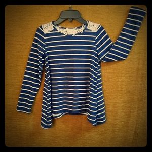 Navy and White Striped Top